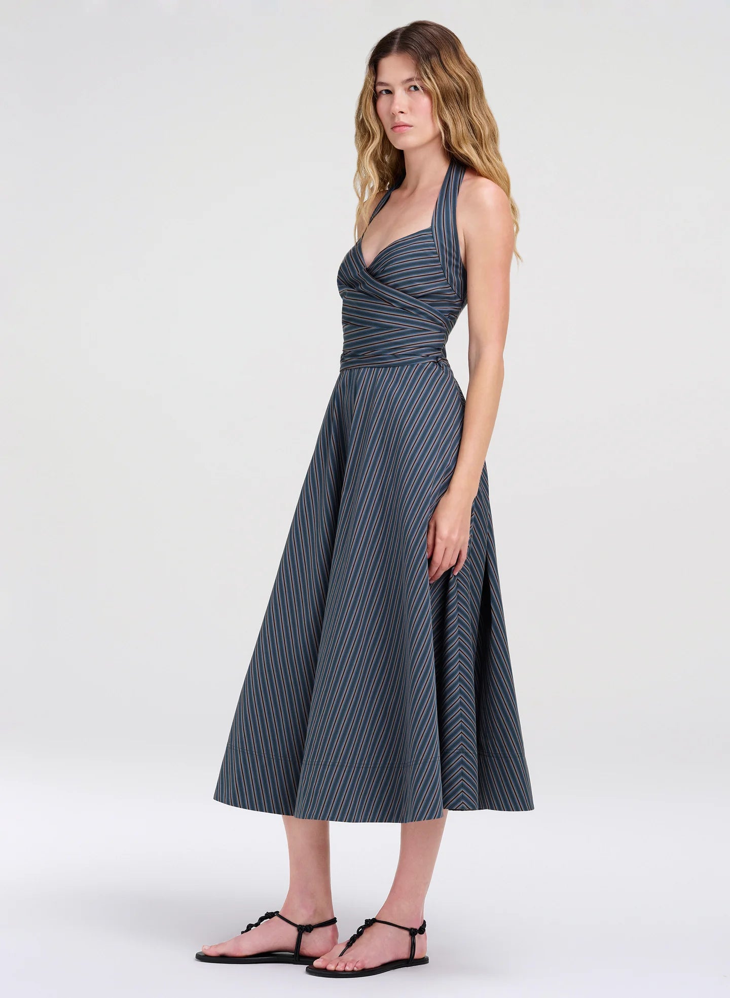 Magnolia Striped Cotton Midi Dress