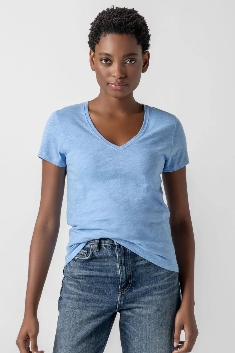 V-Neck Short Sleeve Back Seam