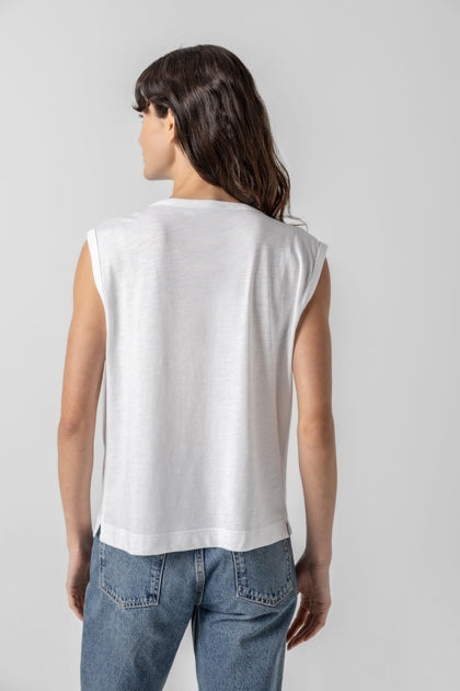 Shirred Shoulder Scoop Neck