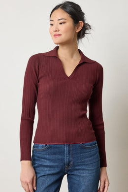 Long Sleeve Rib Henley Sweater
