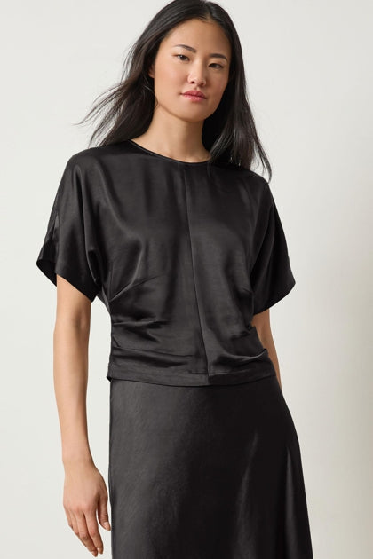 Satin Dolman Short Sleeve