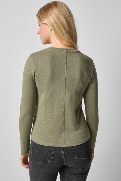 Long Sleeve Self Trim V-Neck