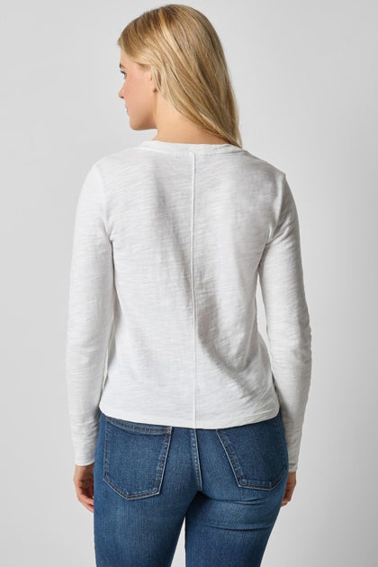 Long Sleeve Self Trim V-Neck