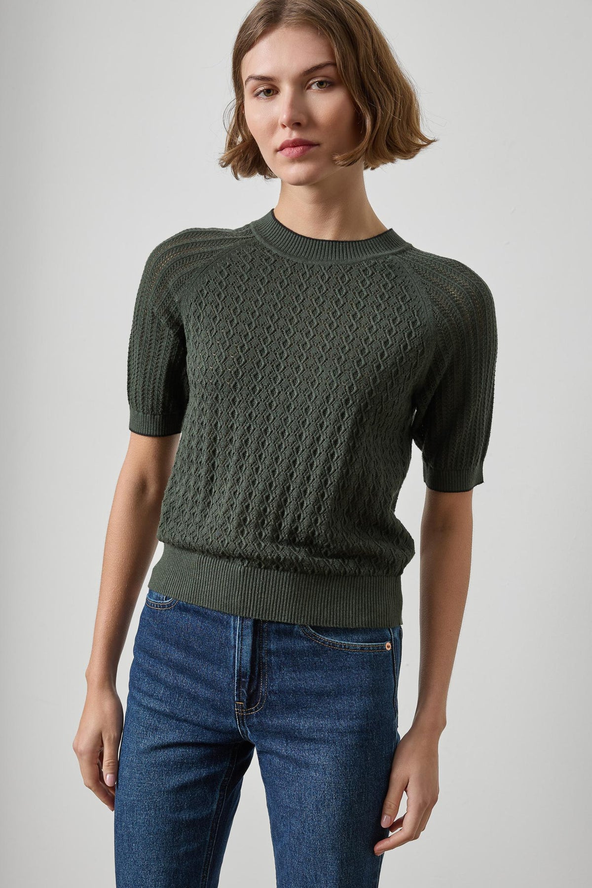 Mixed Stitch Crewneck Sweater