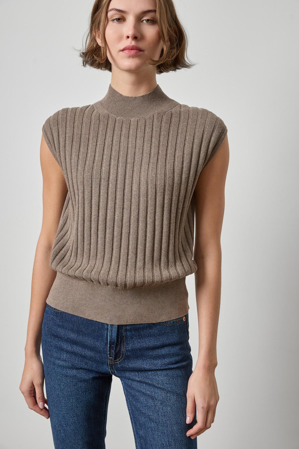 Mock Neck Wedge Sweater
