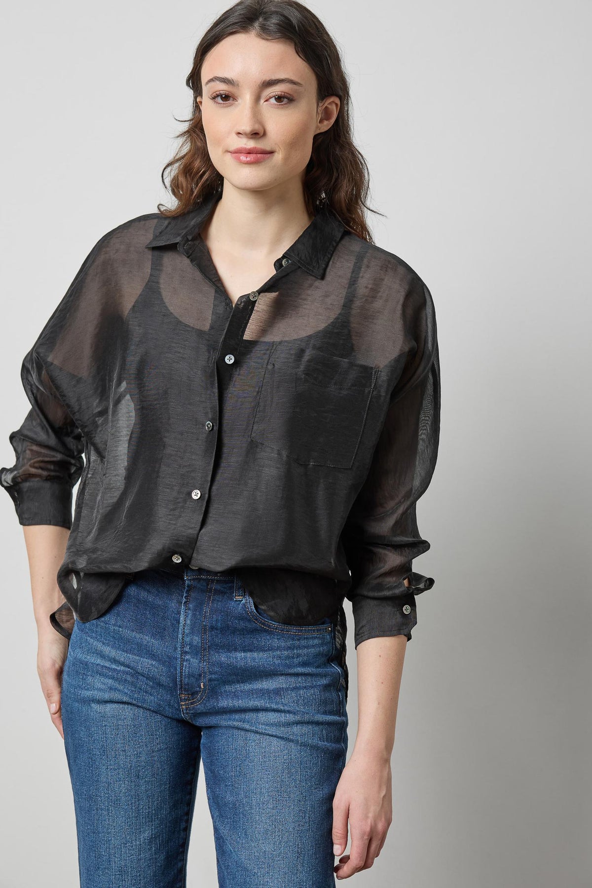 Sheer Dolman Button Down