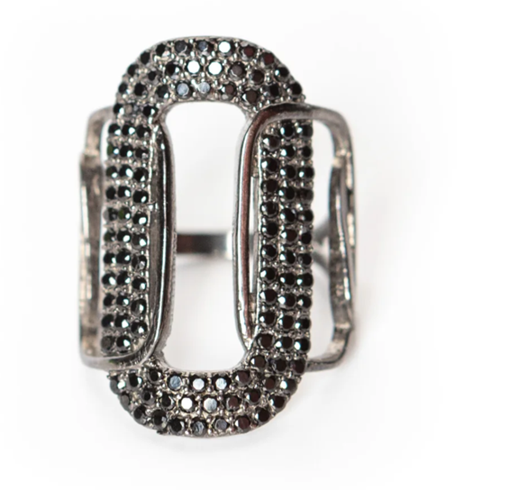 Spinel Black Buckle Rings