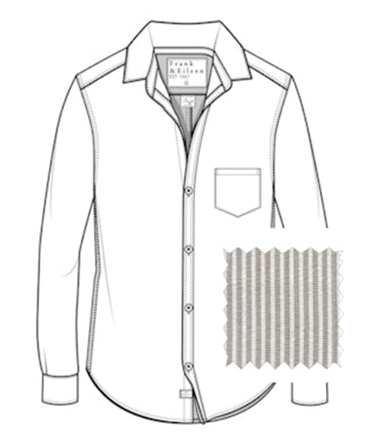 Tailored Button Up Shirt Tan Mini White Stripe