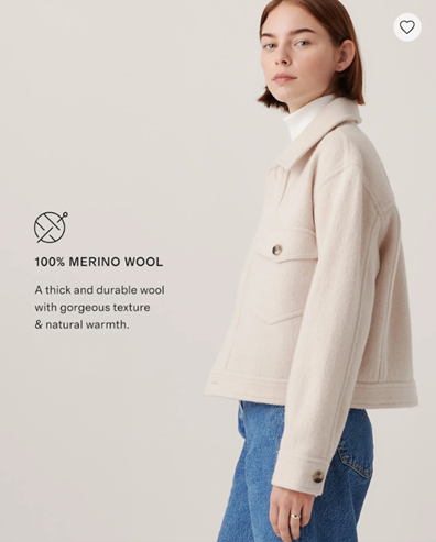 Merino Wool Cropped Shirt Jacket