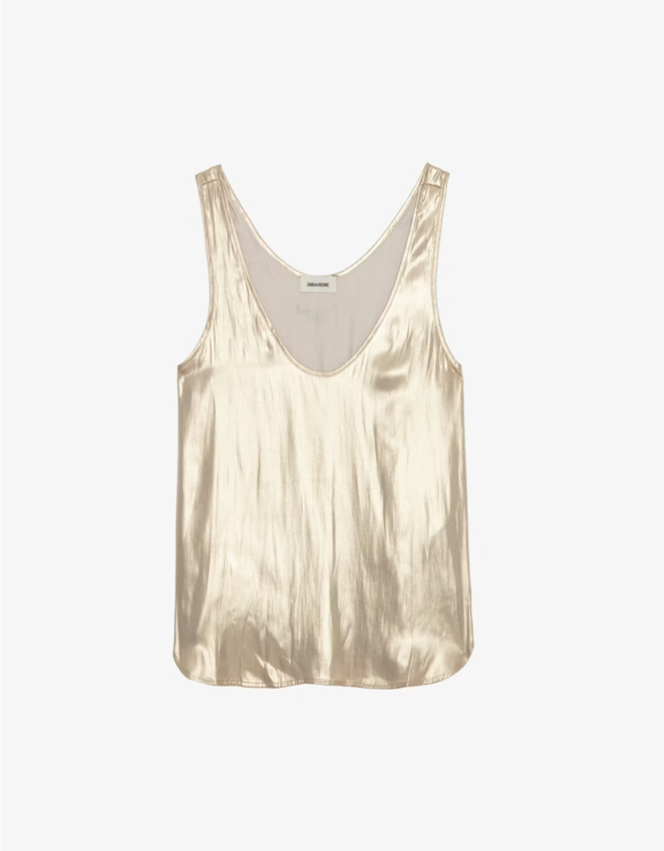 Tarys Gold Satin Tank Top