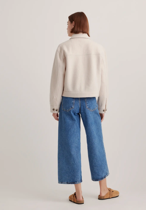 Merino Wool Cropped Shirt Jacket