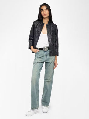 Veryn Crinkled Leather Blazer