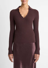 Load image into Gallery viewer, Ribbed Cashmere-Silk Polo Sweater
