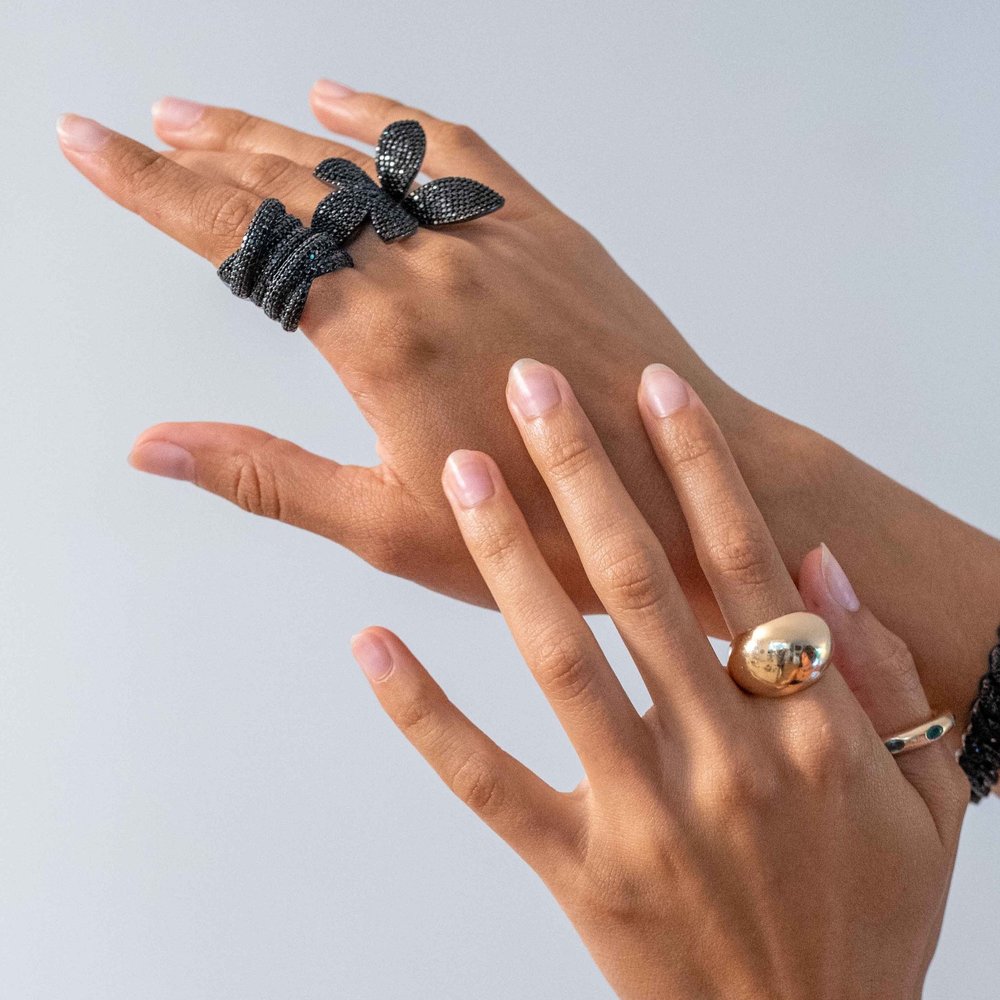Cross Layer Sapphire Ring