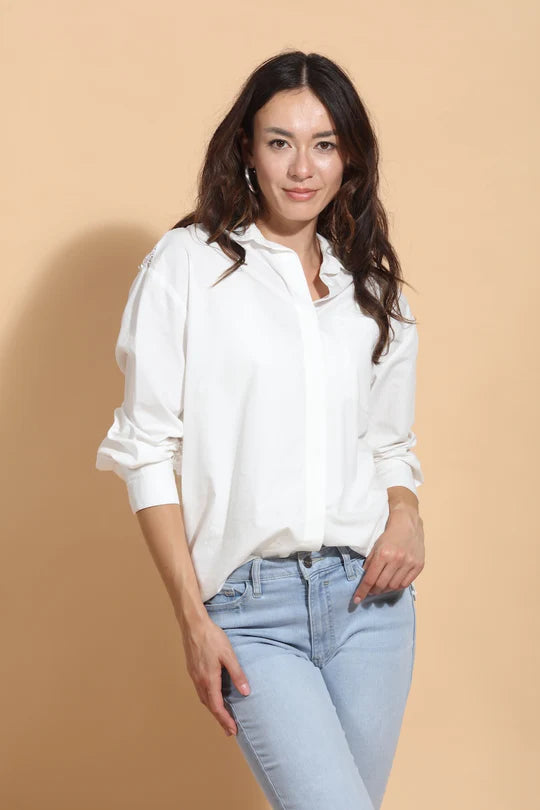 Cotton Shirt with 3-D Applique Back