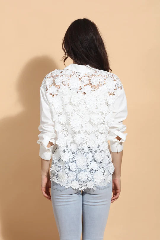 Cotton Shirt with 3-D Applique Back
