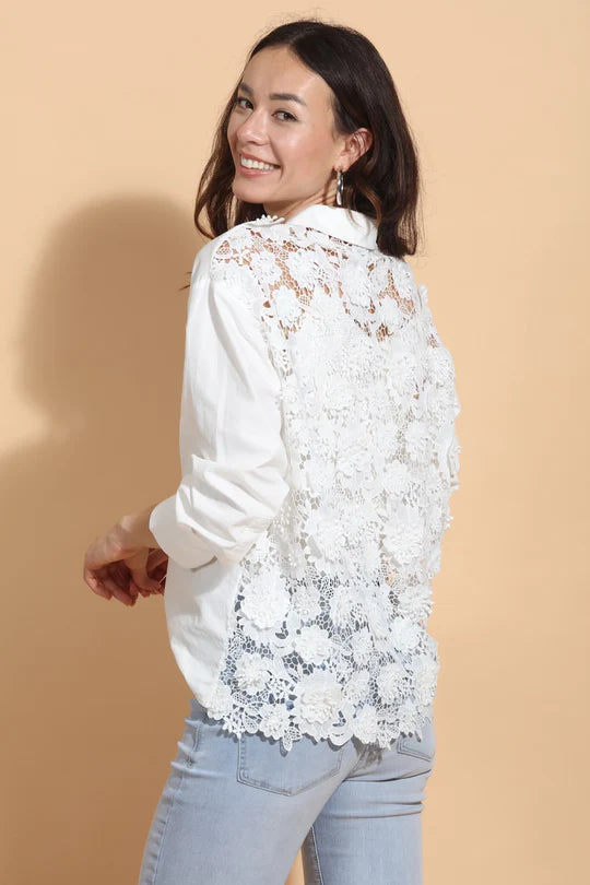 Cotton Shirt with 3-D Applique Back