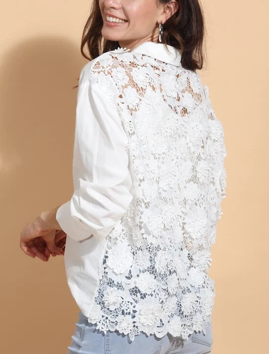 Cotton Shirt with 3-D Applique Back