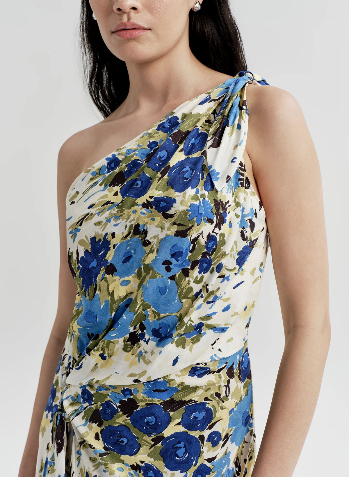 Elliana Floral One Shoulder Midi Dress
