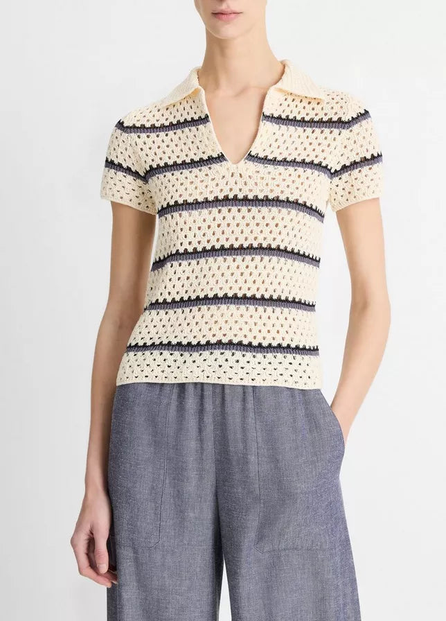 Striped Macramé Henley