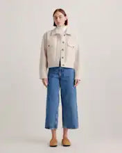 Load image into Gallery viewer, Merino Wool Cropped Shirt Jacket
