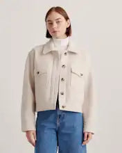 Merino Wool Cropped Shirt Jacket