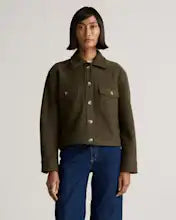 Merino Wool Cropped Shirt Jacket