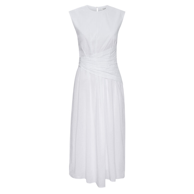 Ruched Sleeveless Midi Dress