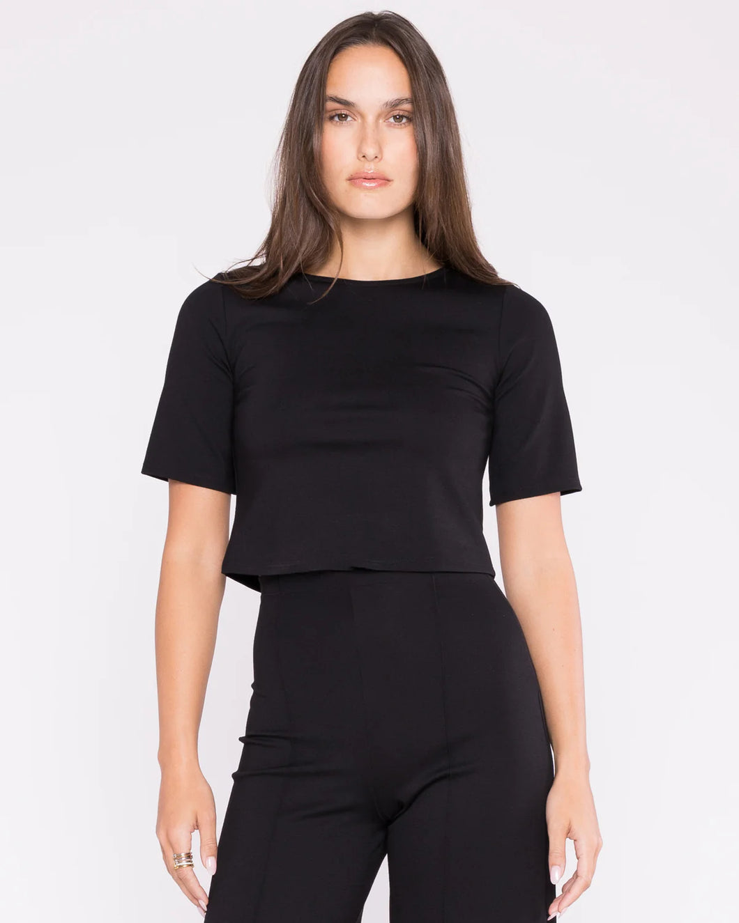 Ponte Knit Short Sleeve Top