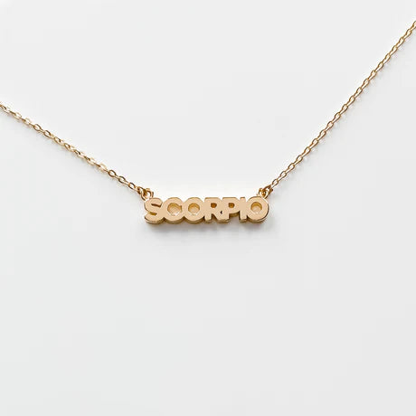 Zodiac Block Font Script Necklace