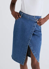 Load image into Gallery viewer, Aine Asymmetrical Denim Skirt
