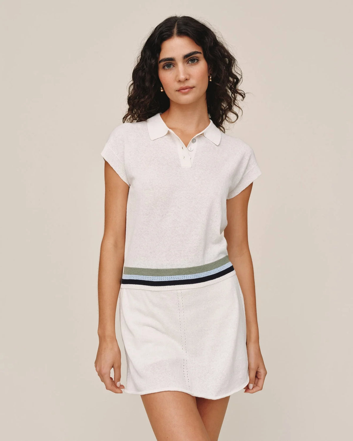 Cap Sleeve Contrast Band Top