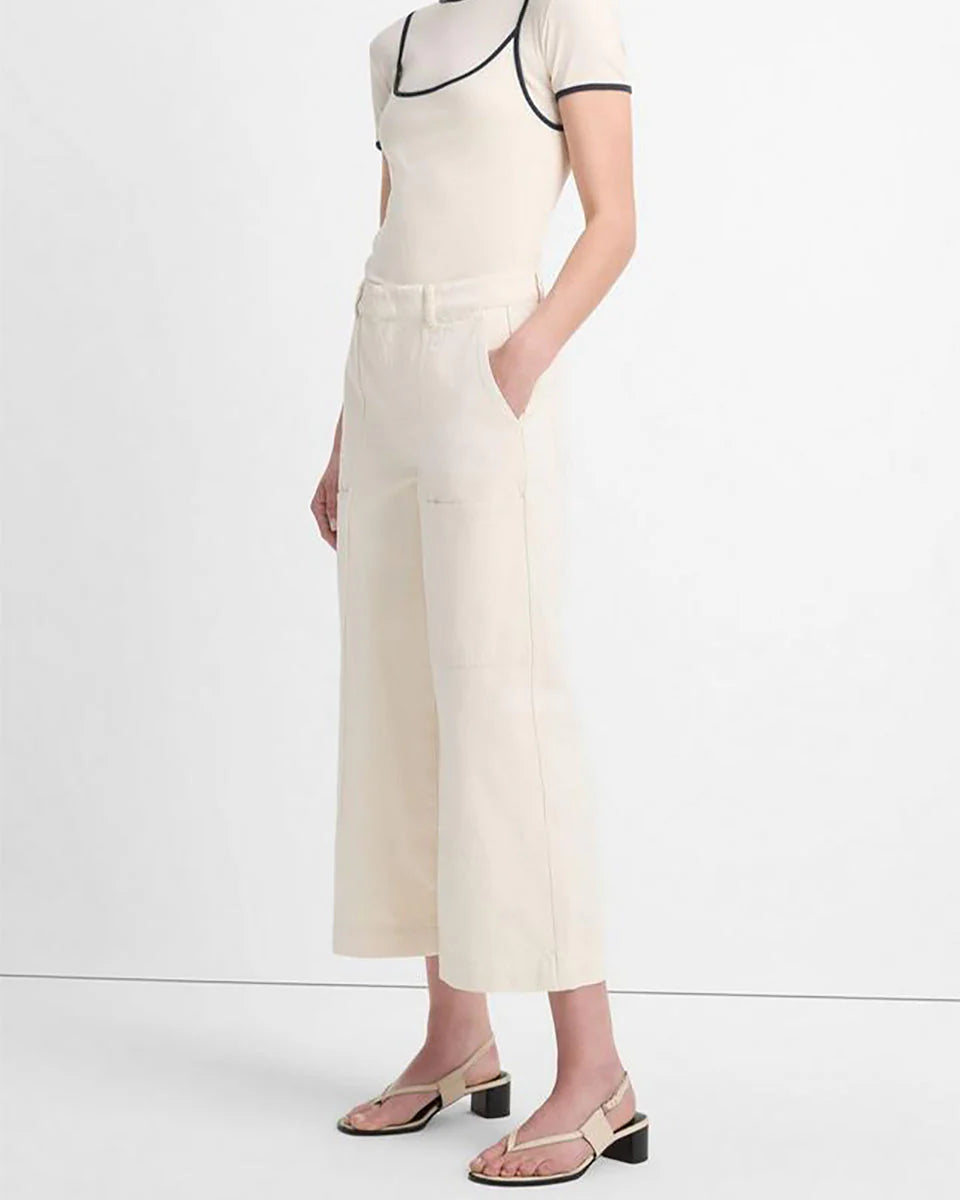 Mid Rise Utility Crop Wide Pant