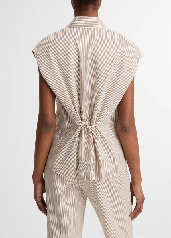 Ticking Stripe Cap Sleeve Blouse