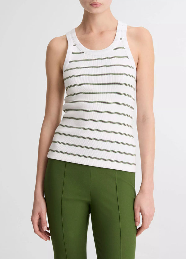 Striped Ribbed Scoop-Neck Tank