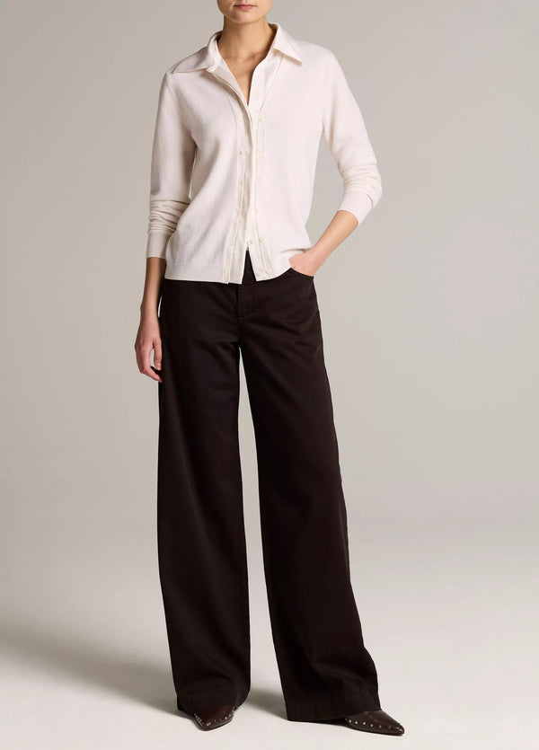 Satin-Trimmed Cashmere Collared Cardigan