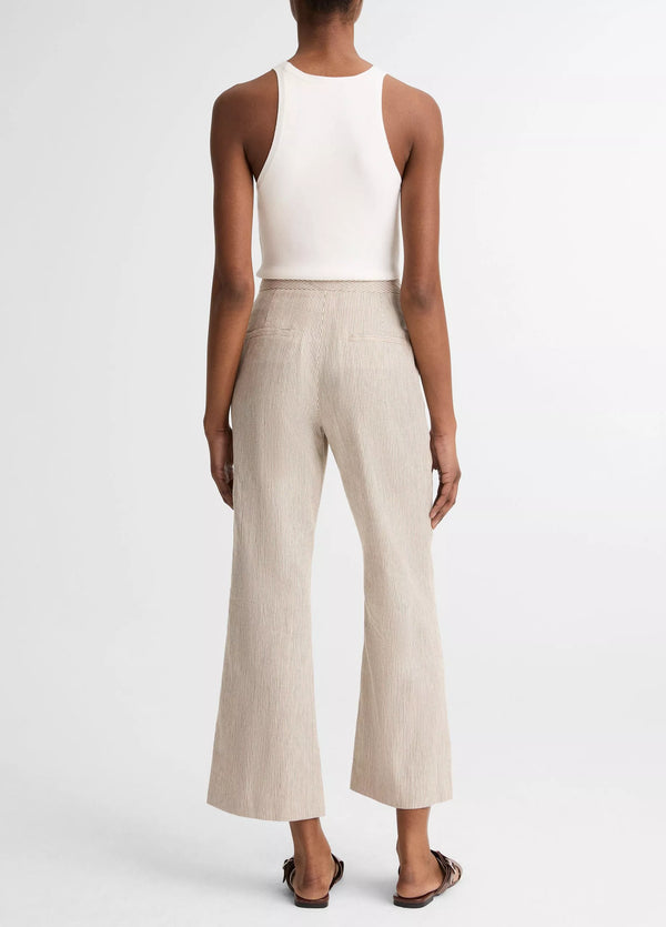 Ticking Stripe Low-Rise Crop Flare Trouser