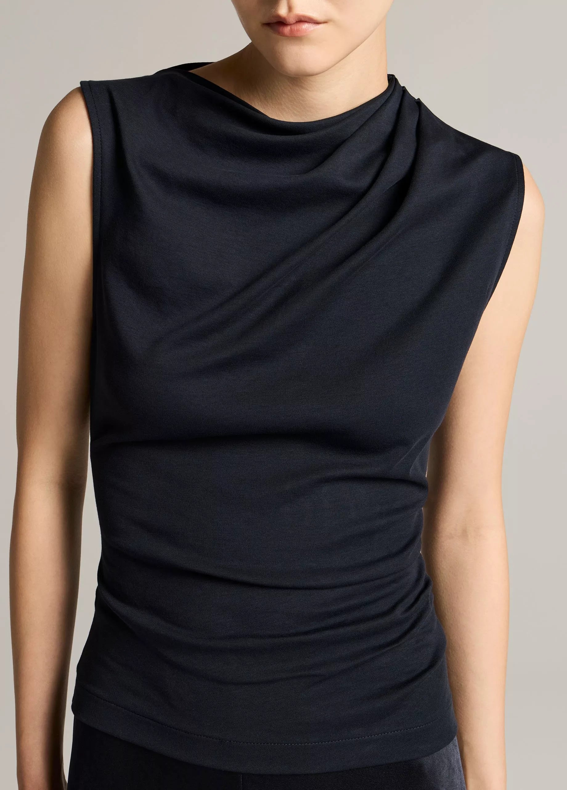 Pima Cotton Draped Sleeveless Top