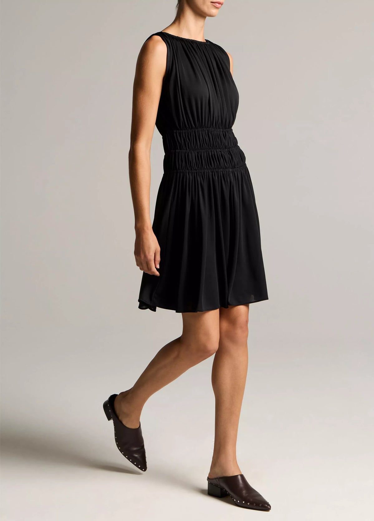 Matte Jersey Gathered-Tier Sleeveless Dress
