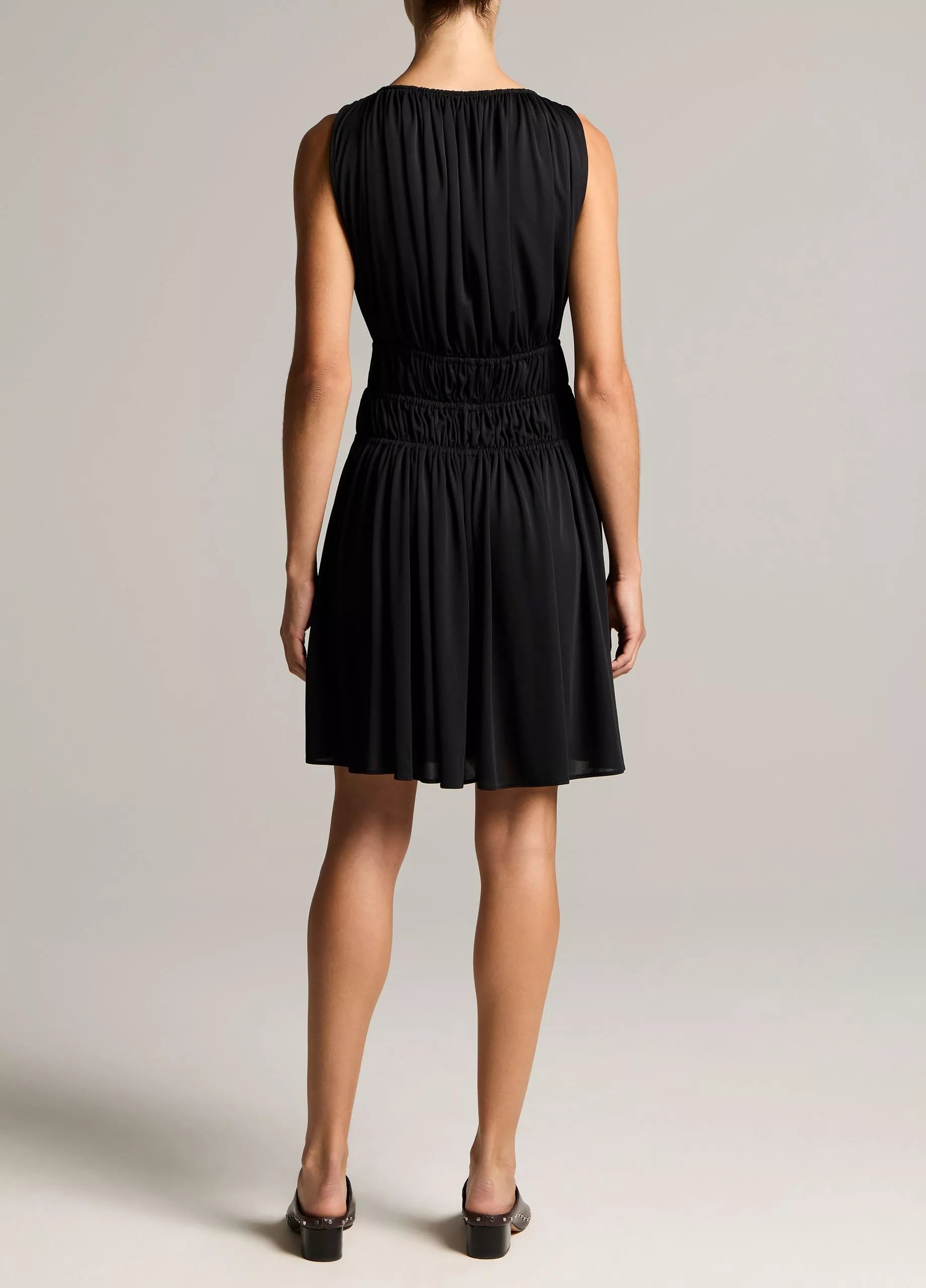 Matte Jersey Gathered-Tier Sleeveless Dress