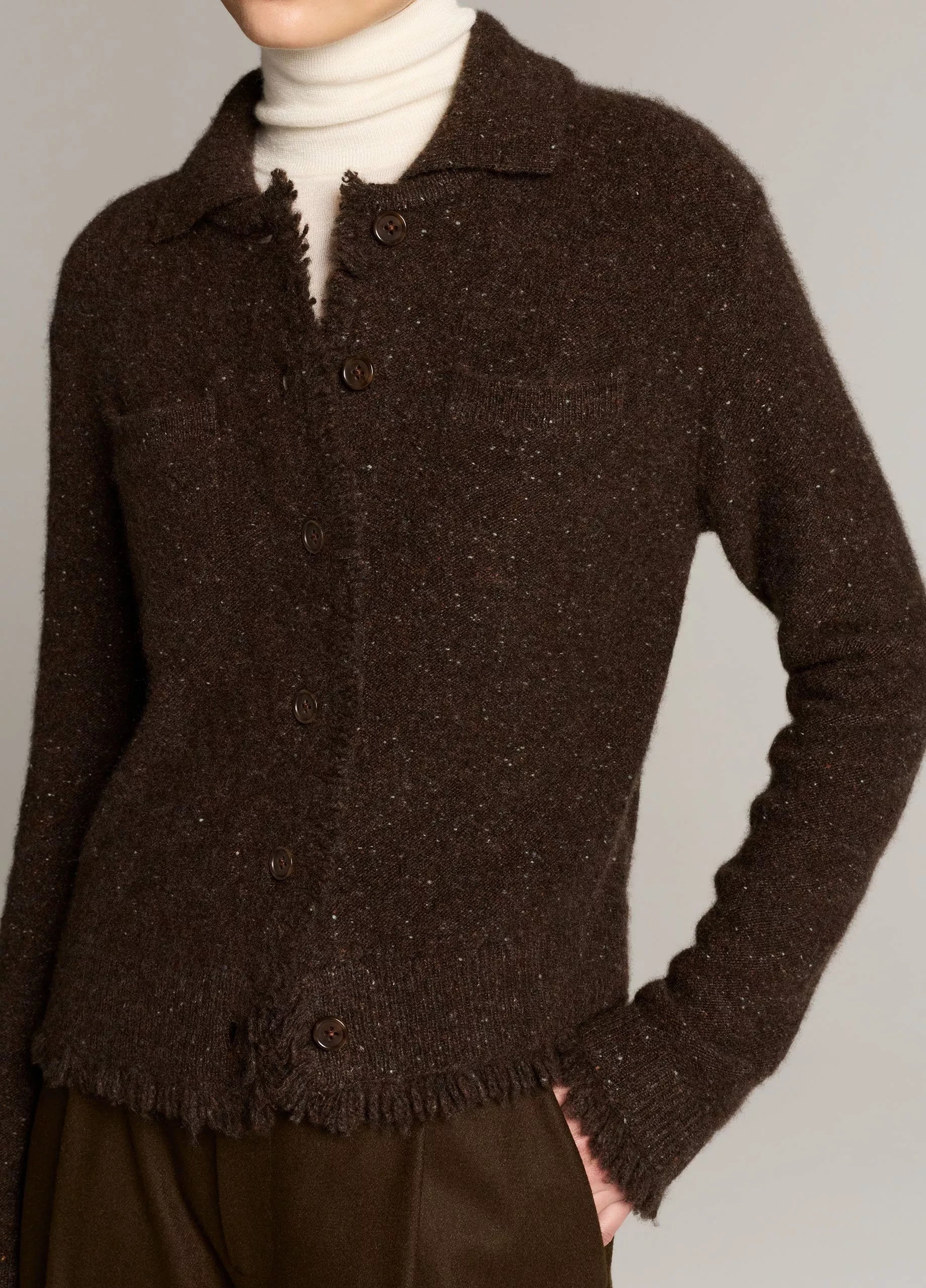 Donegal Plush Cashmere Shrunken Cardigan