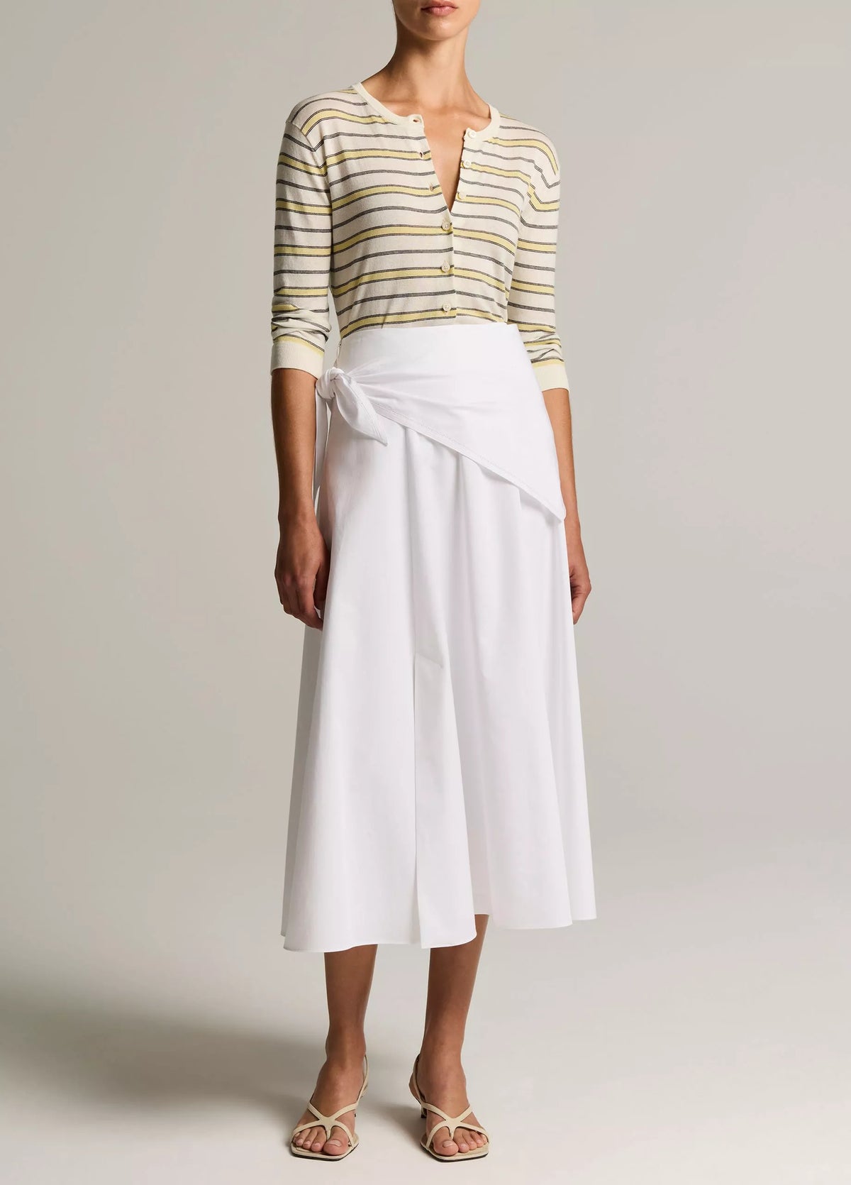 Striped Italian 3/4 Sleeve Cardigan