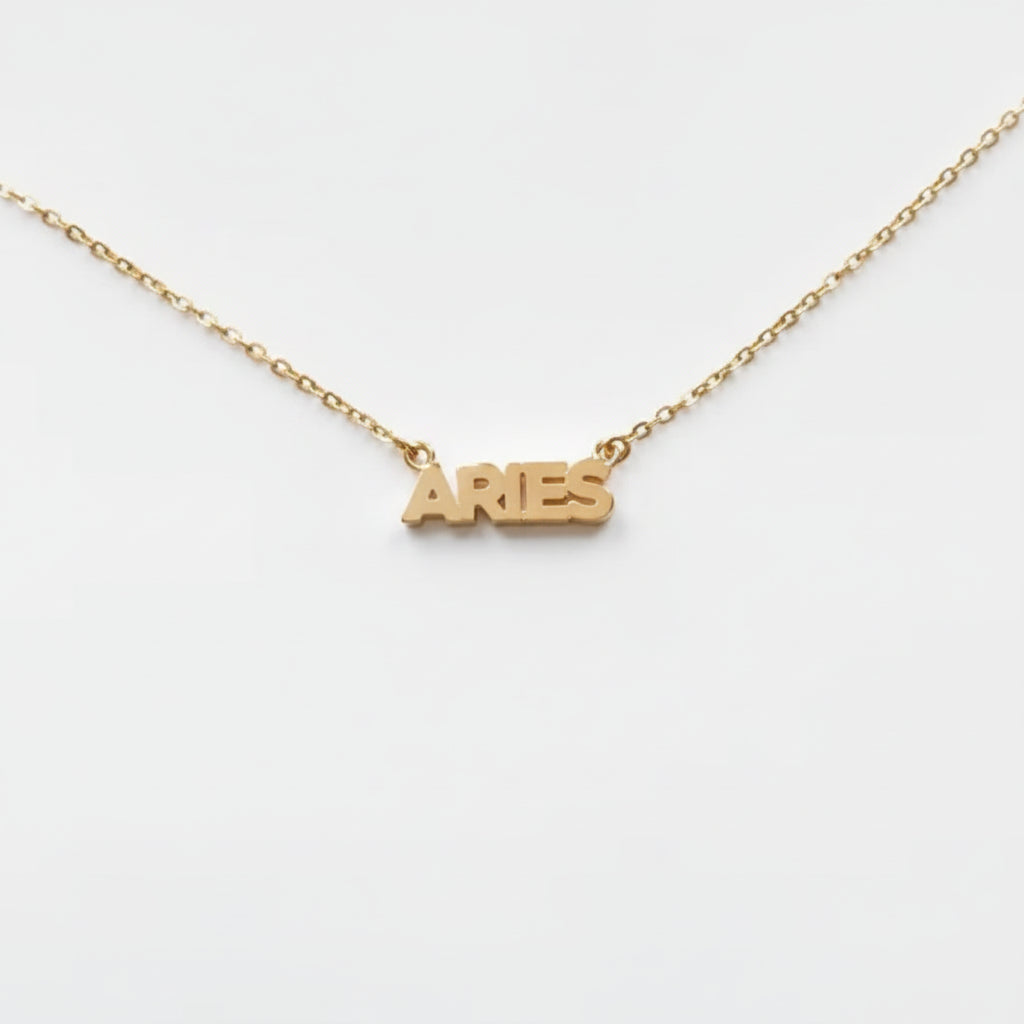 Zodiac Block Font Script Necklace