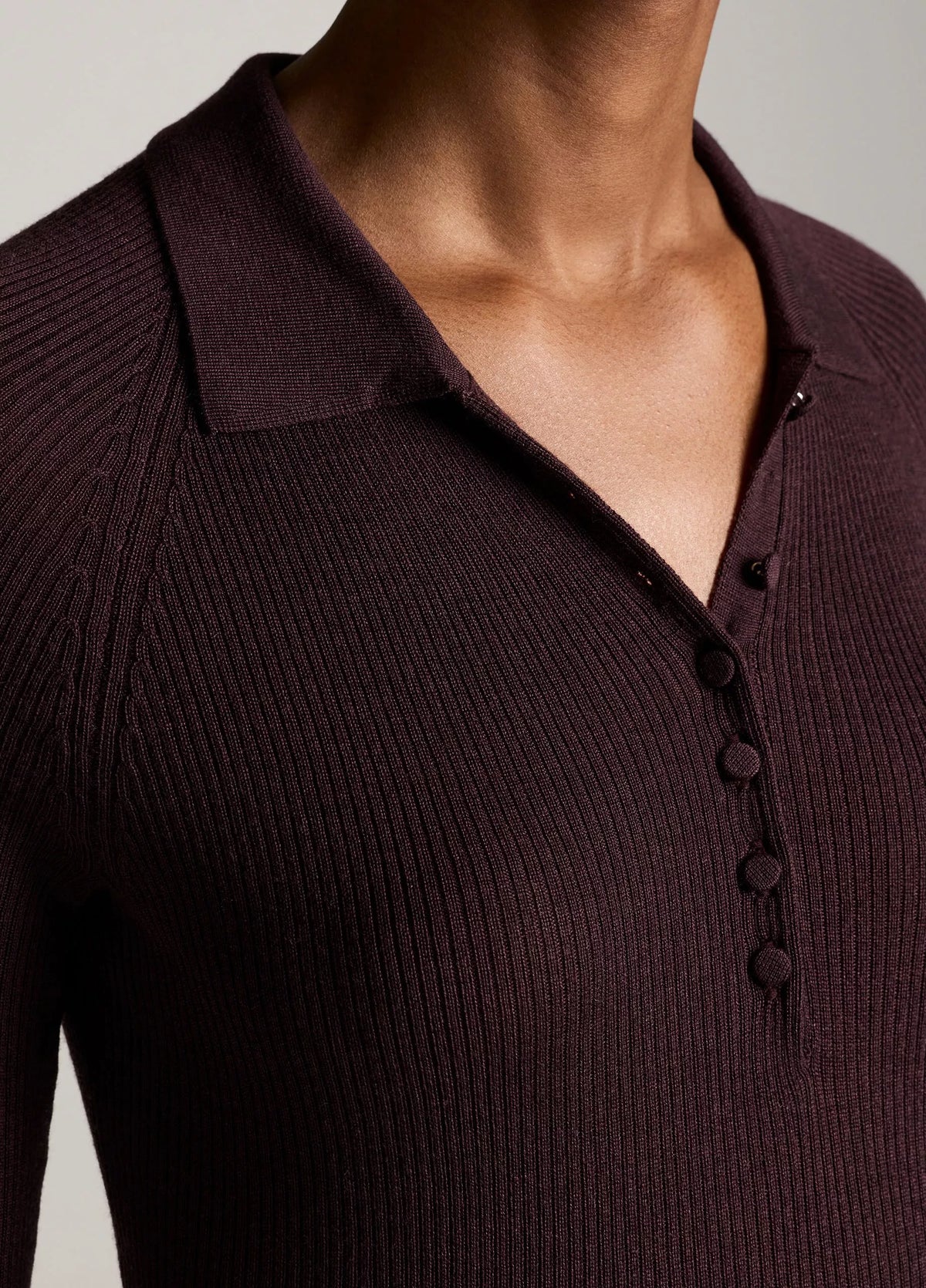 Ribbed Italian Wool-Silk Polo Sweater