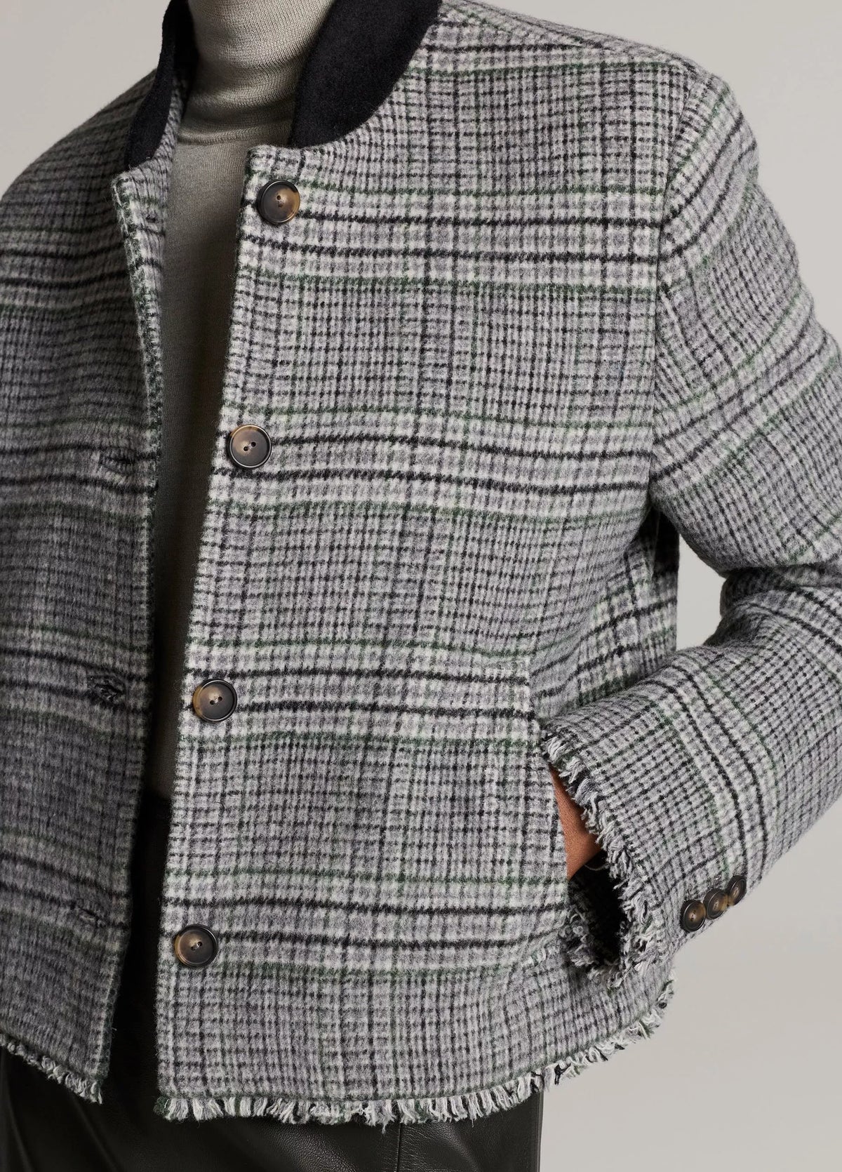 Glen Plaid Wool-Blend Jacket