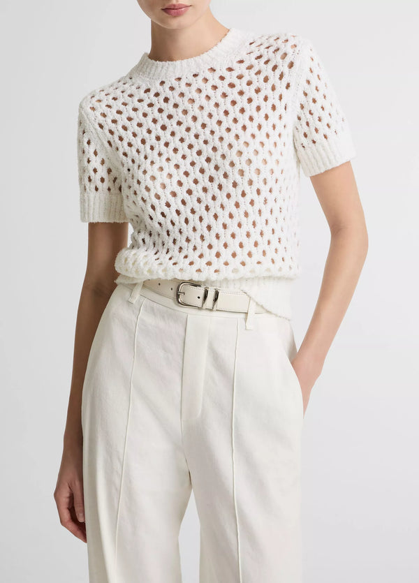 Honeycomb Short-Sleeve Sweater