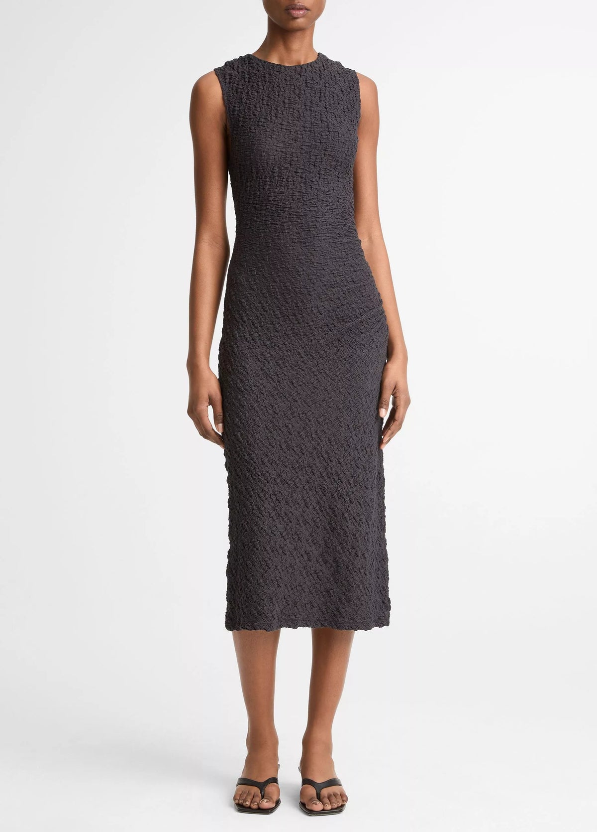 Smocked Cotton-Blend Side-Drape Dress