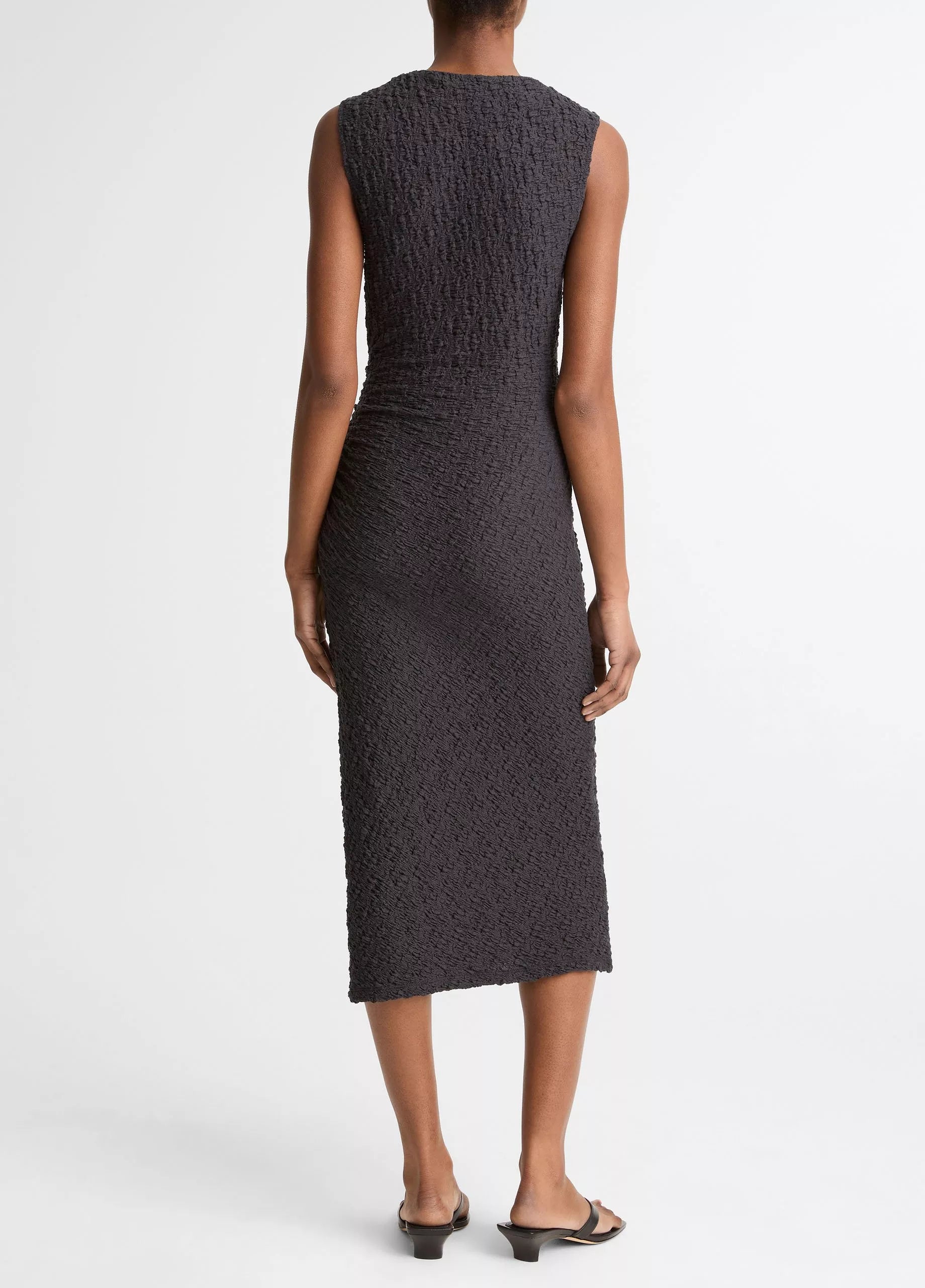 Smocked Cotton-Blend Side-Drape Dress
