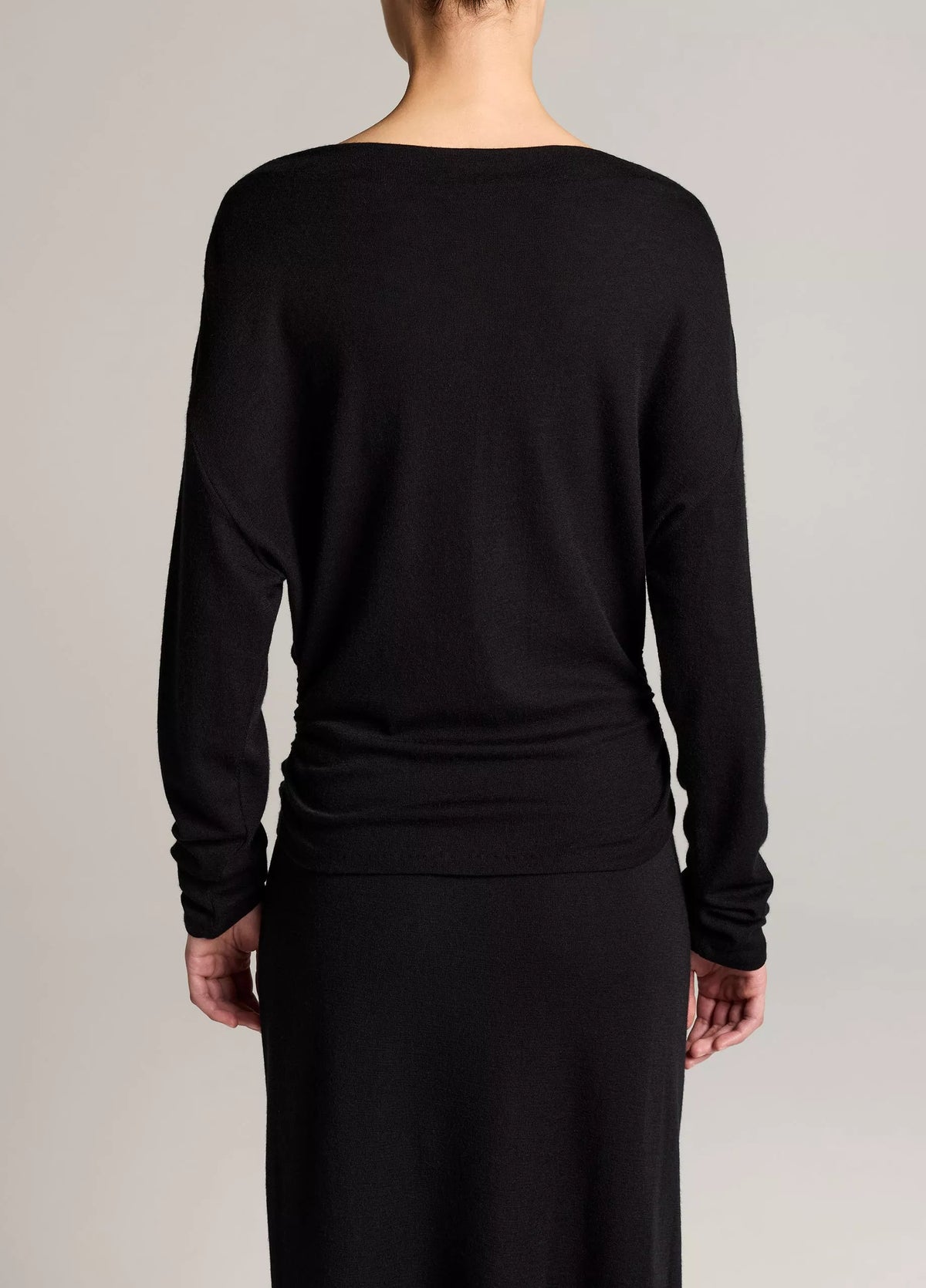 Draped Wool-Blend Slash-Neck Top