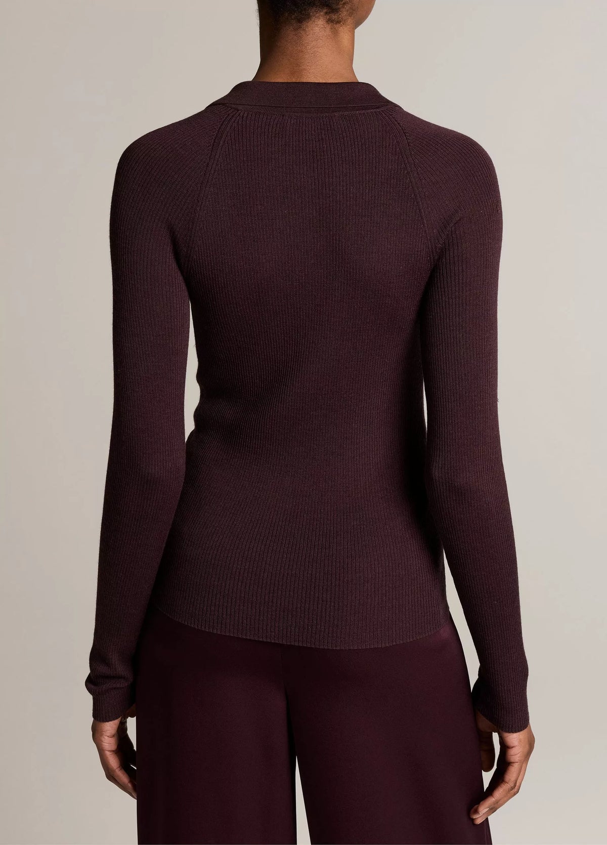 Ribbed Italian Wool-Silk Polo Sweater